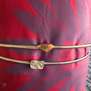 Vintage skinny metallic stretch Silver & Gold belts. Studio 54. Retro disco vibe